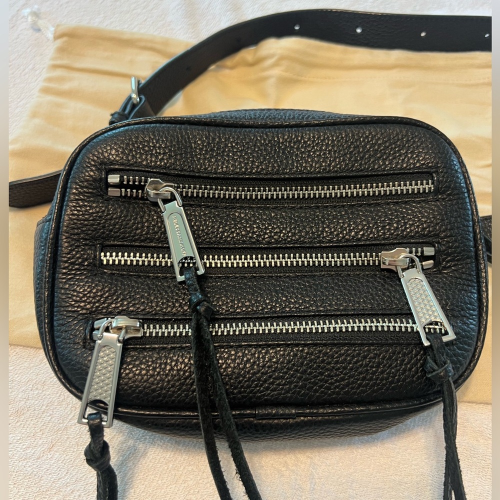 Rebecca Minkoff Black Leather Zipper Belt Bag